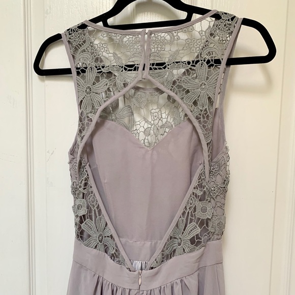 SOLD - Grey/lilac Crochet Chiffon Maxi Dress - Picture 3 of 4